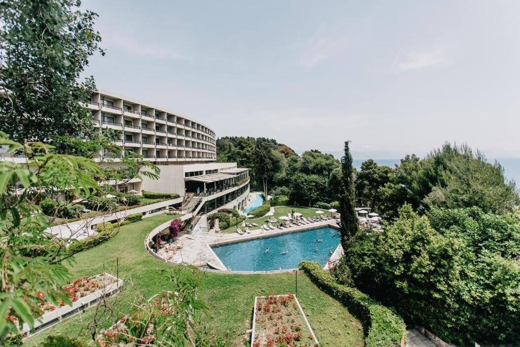 Luxury swimming pool at Corfu Palace Hotel in Corfu Town, Greece