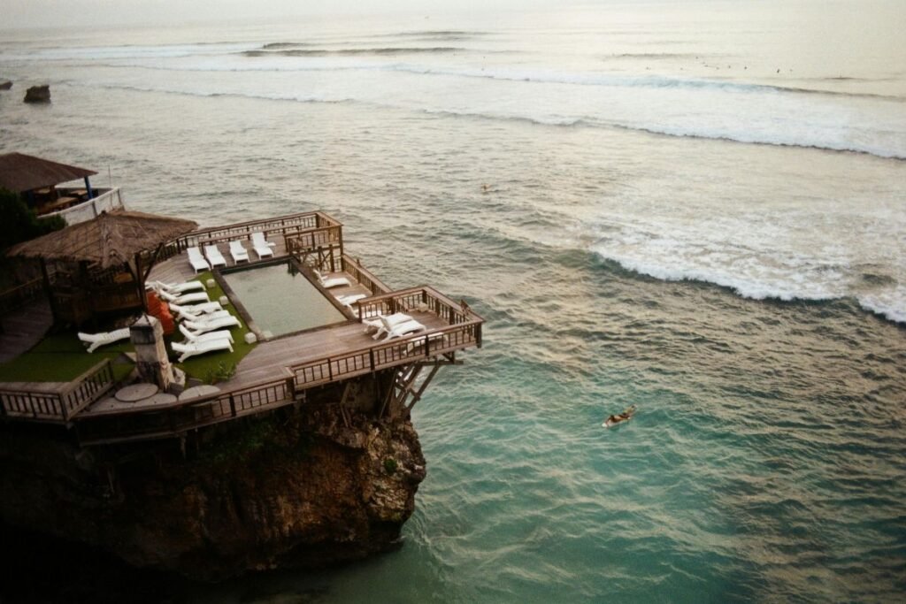 Luxury beachfront resort in Bali with infinity pool and ocean view