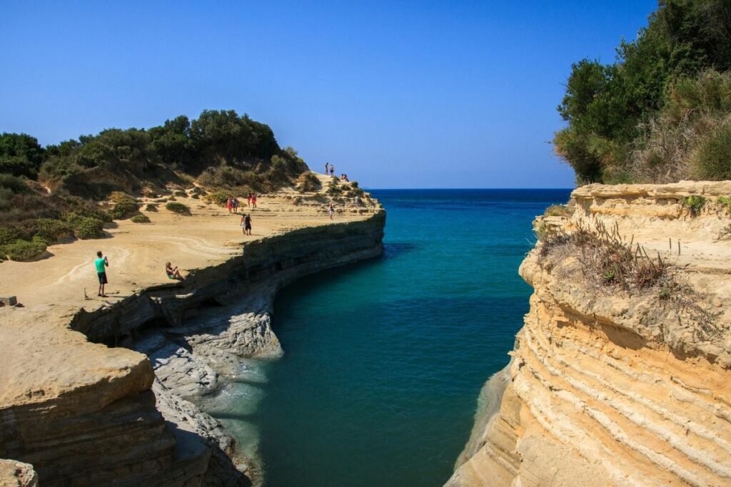 Famous Canal d’Amour rock formations and beach in Sidari, Corfu.