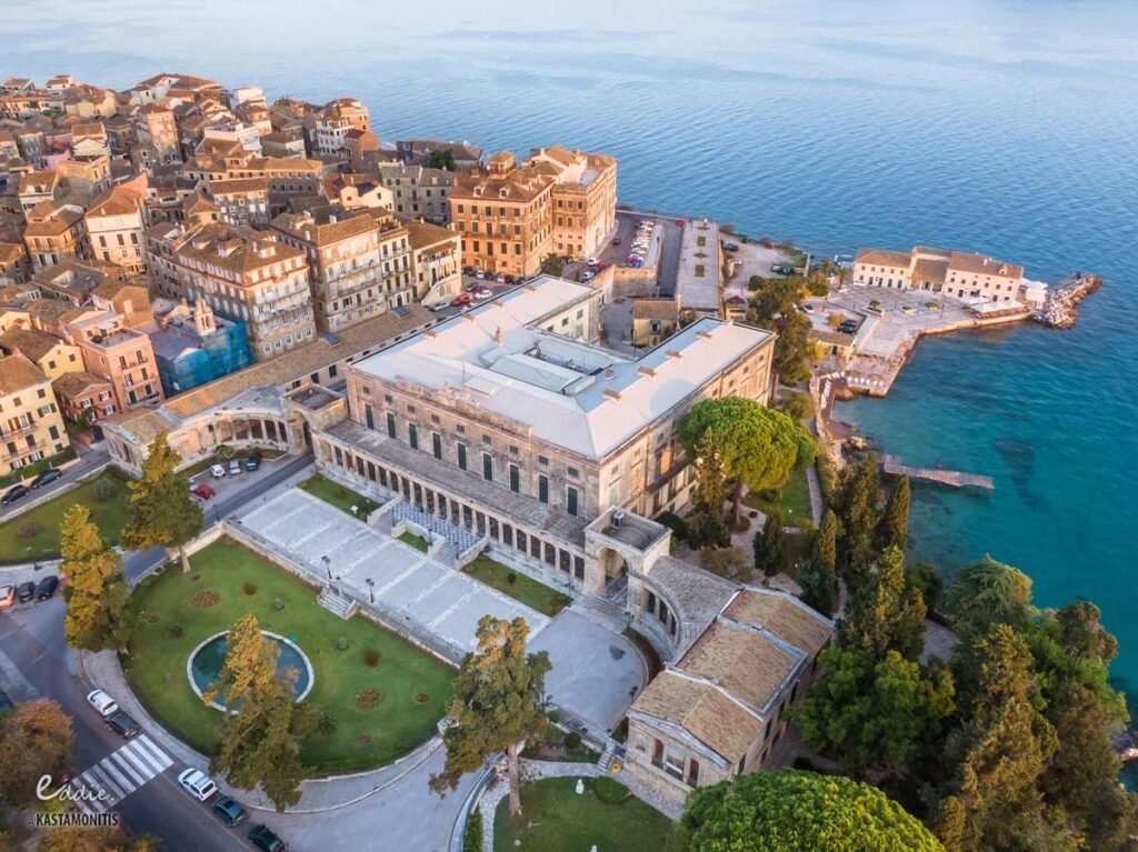 Palace of St. Michael and St. George in Corfu Town surrounded by gardens