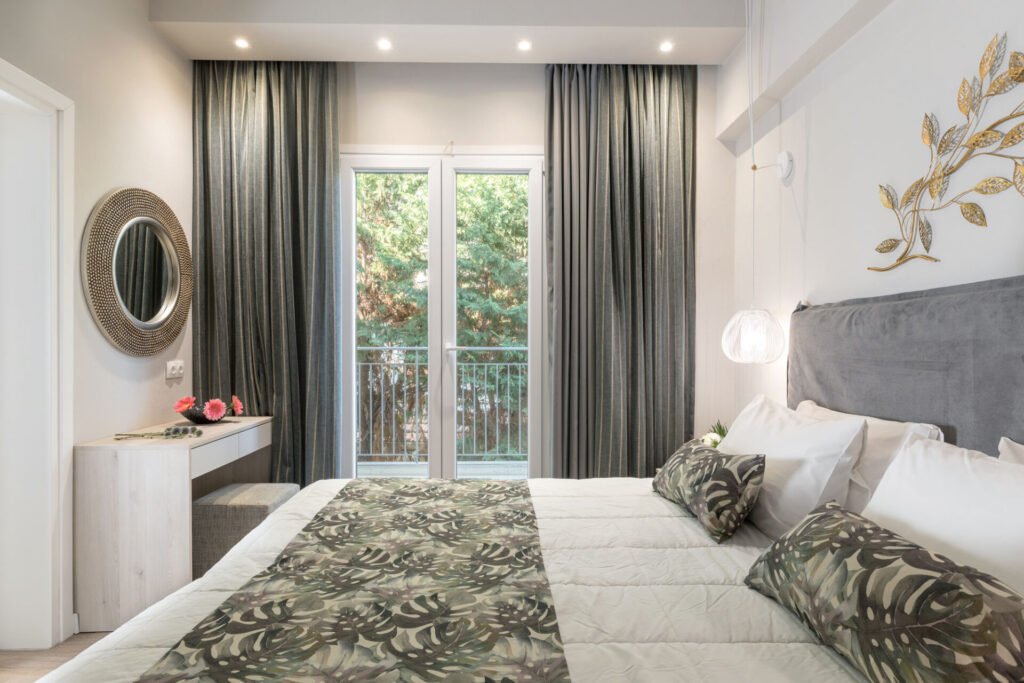 Modern guest room at Melina Oasis Boutique Hotel Kassiopi