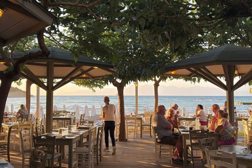 Outdoor dining area at Greek Village Taverna