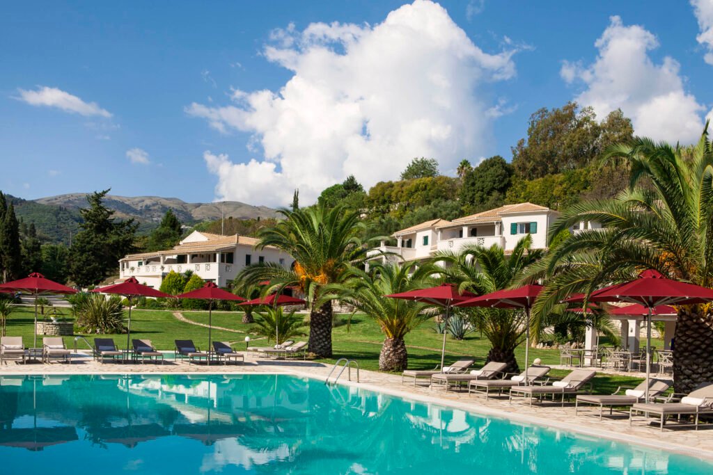 Bella Mare Hotel exterior near Avlaki Beach in Kassiopi
