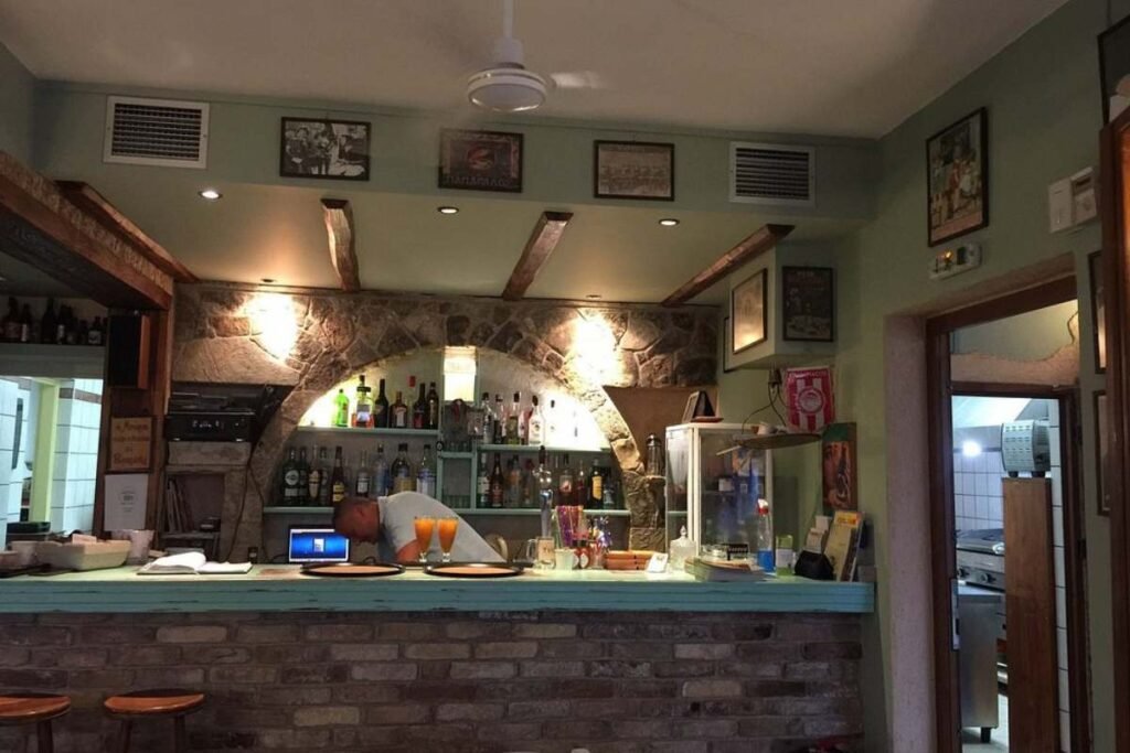 Elegant interior of Sousouro Restaurant in Corfu Town