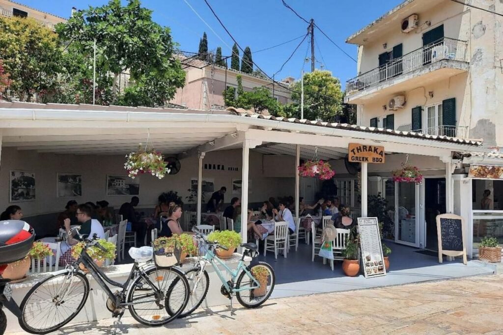 Thraka Greek BBQ restaurant exterior in Kassiopi Corfu
