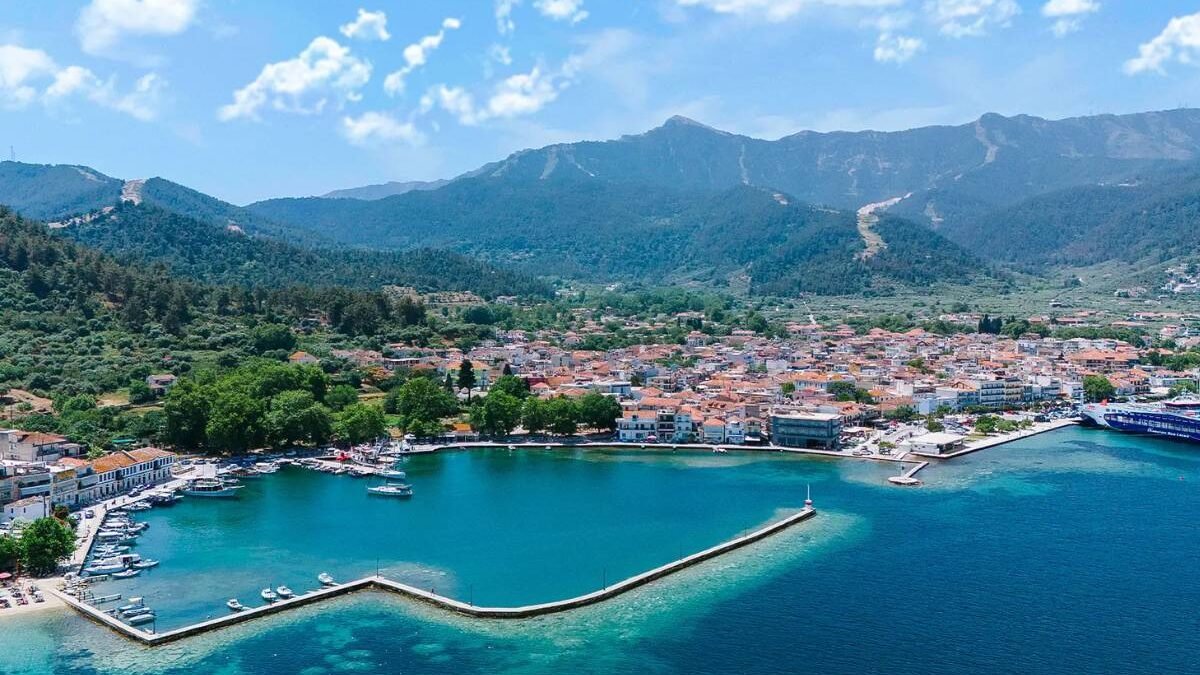Traveler enjoying Thassos Greece