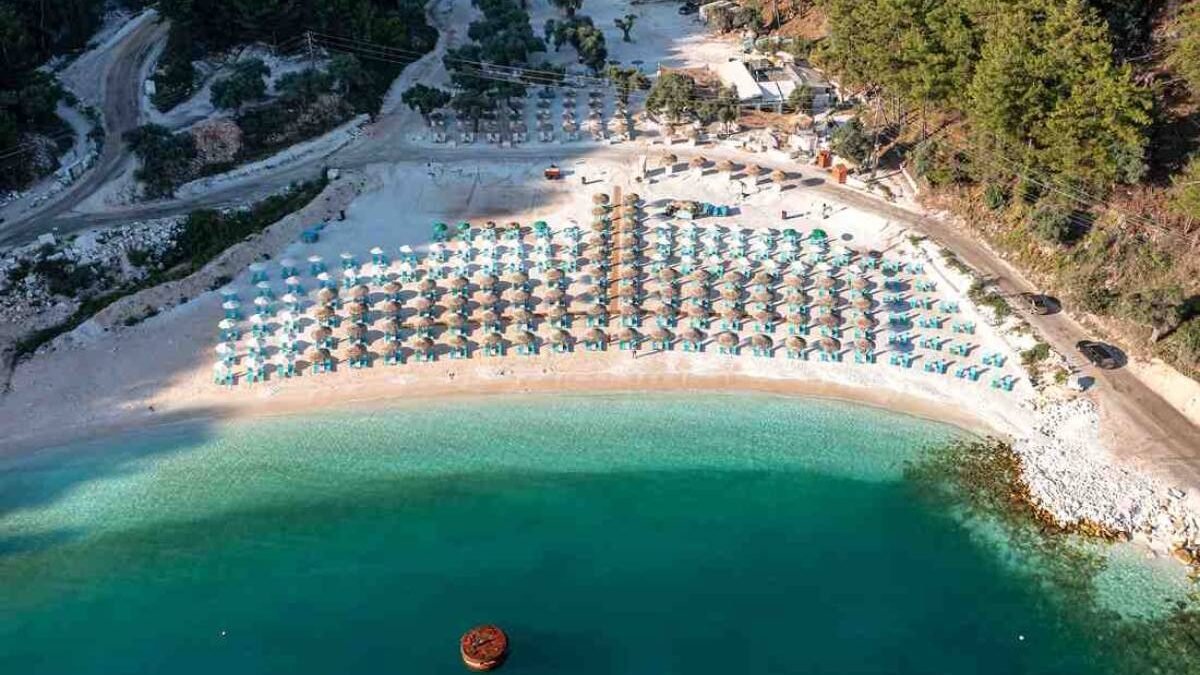 Vathi Beach Thassos with white pebbles and turquoise sea