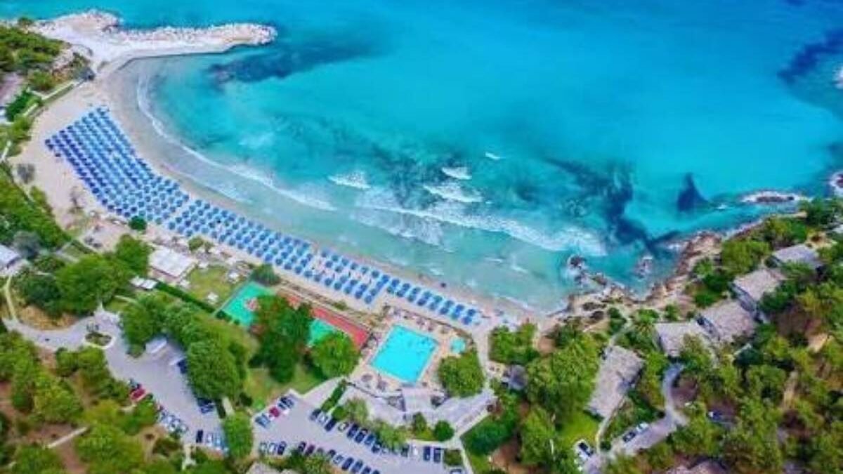 Makryammos Beach Thassos with sandy beach and pine trees