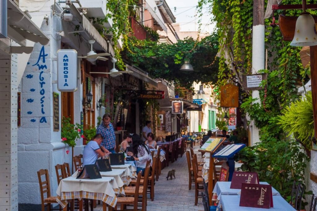 Traditional streets and buildings in Limenas Thassos