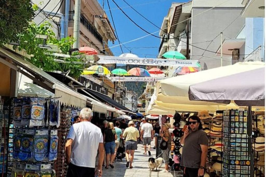 Walking through the streets of Limenas Thassos