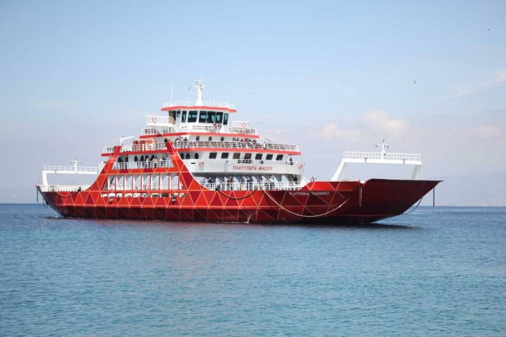 Ferry arriving at Limenas Thassos from Keramoti