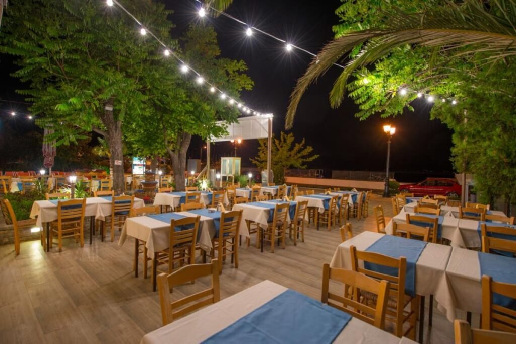 Entrance to Thassian-Doukas restaurant in Limenas Thassos