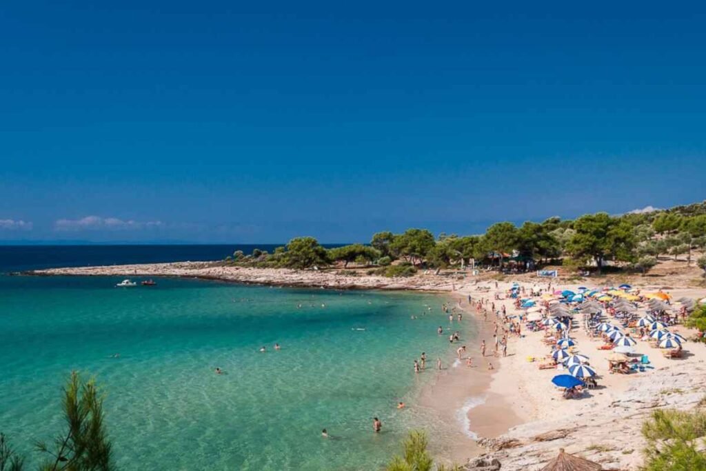 Potos beach with clear blue water in Thassos