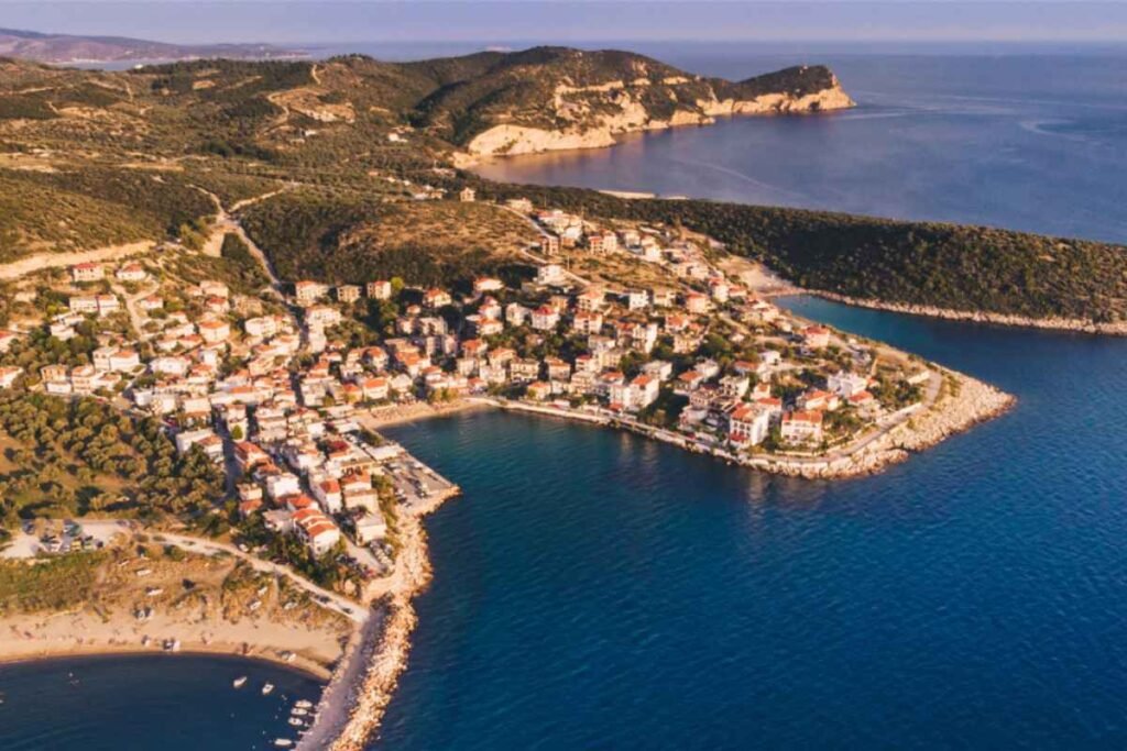 Aerial view of Skala Prinos Thassos