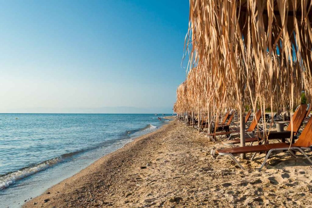 Skala Prinos beach with clear blue water in Thassos