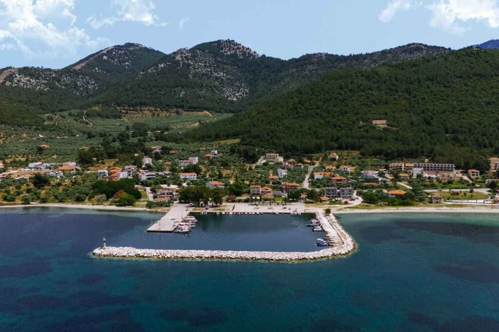 Aerial view of Skala Rachoni Thassos