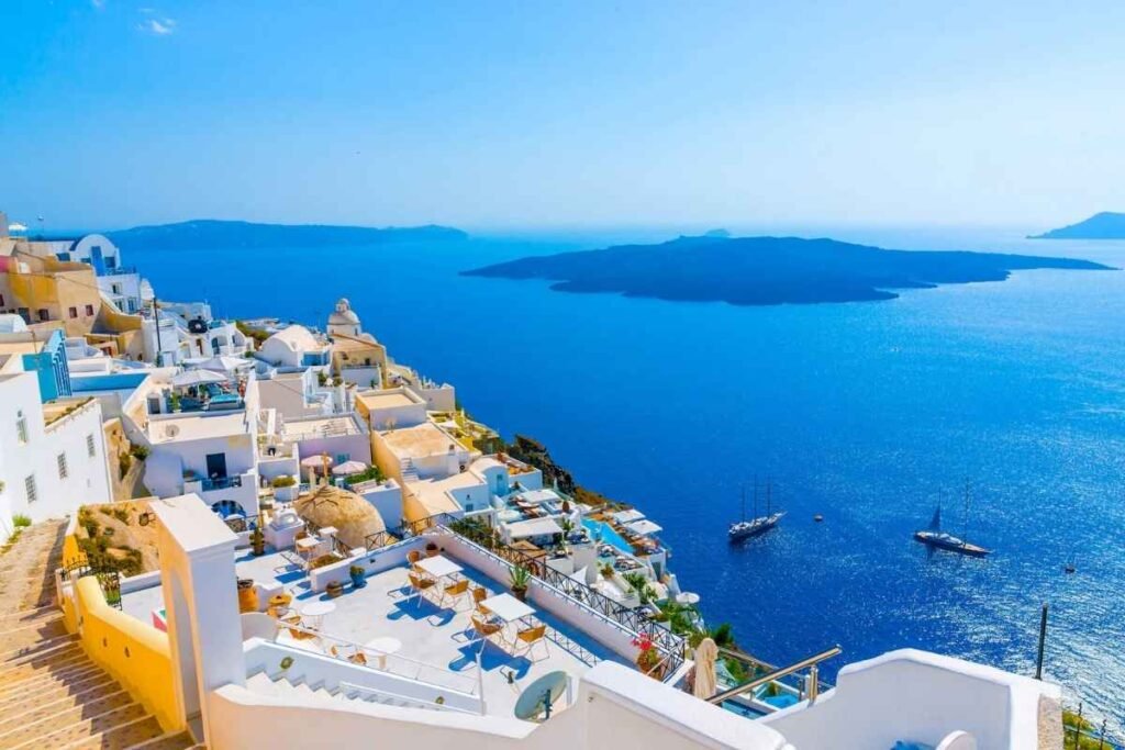 Santorini Greece island panoramic view