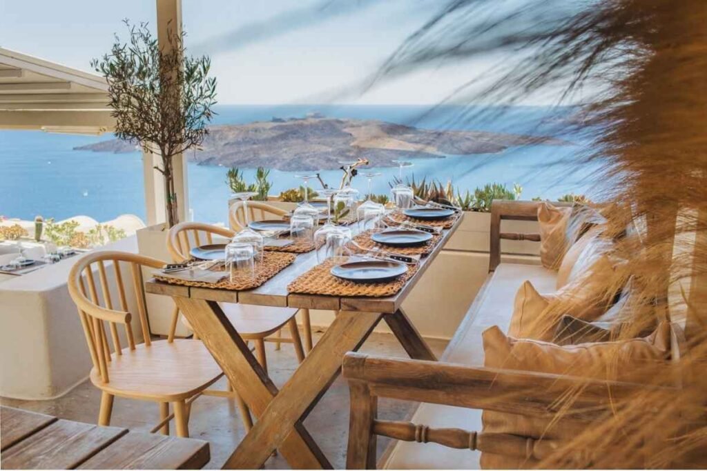 Santorini Greece restaurant with sea view