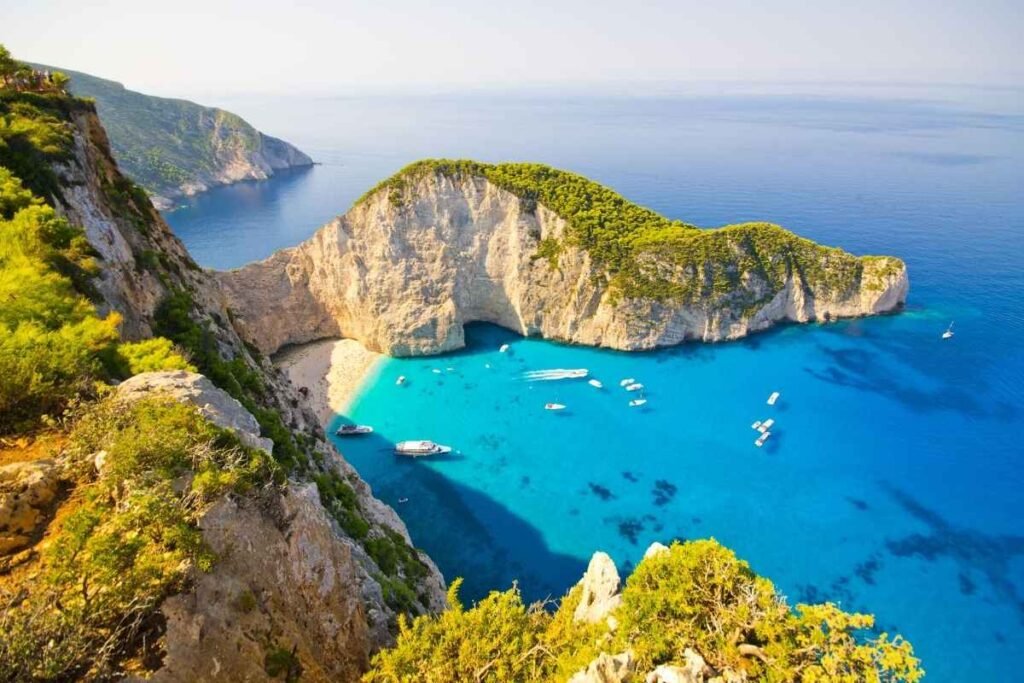 Navagio Beach Zakynthos Greece aerial view