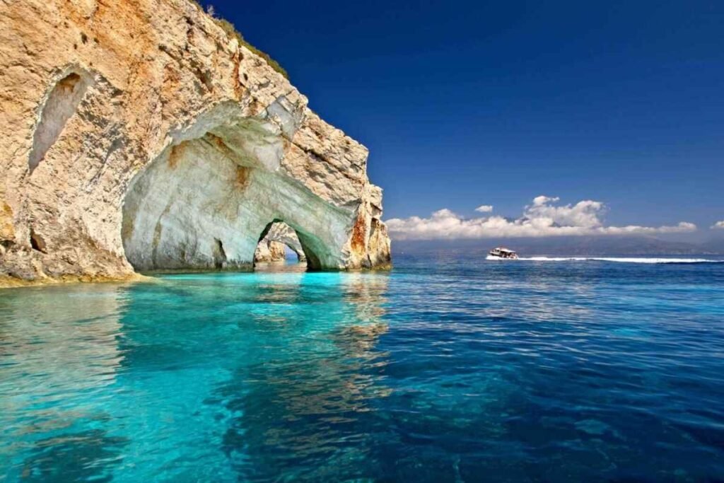 Zakynthos Greece boat sailing on the sea