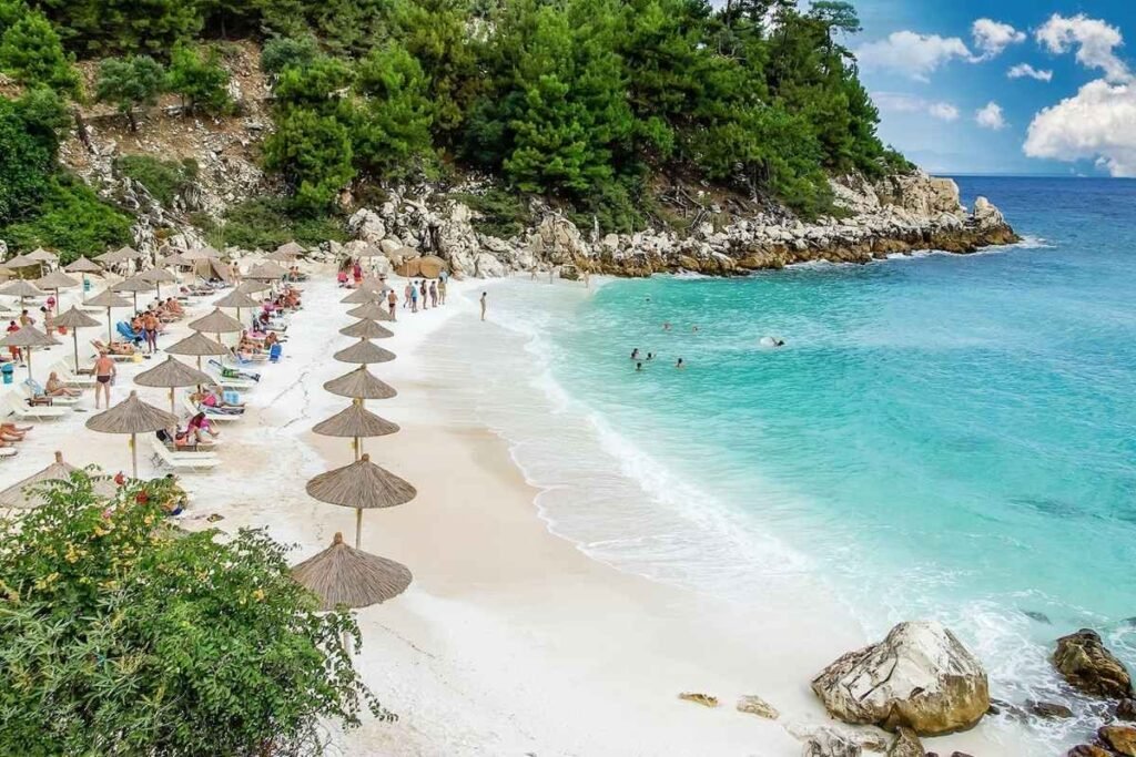 Thassos Greece beautiful beach and clear blue sea