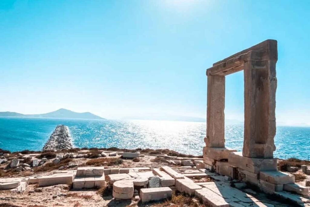 Portara Naxos Greece overlooking the sea