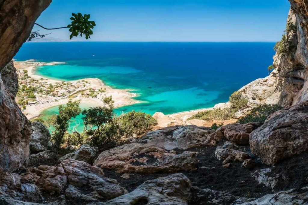 Crete Greece coastline beaches and sea aerial view