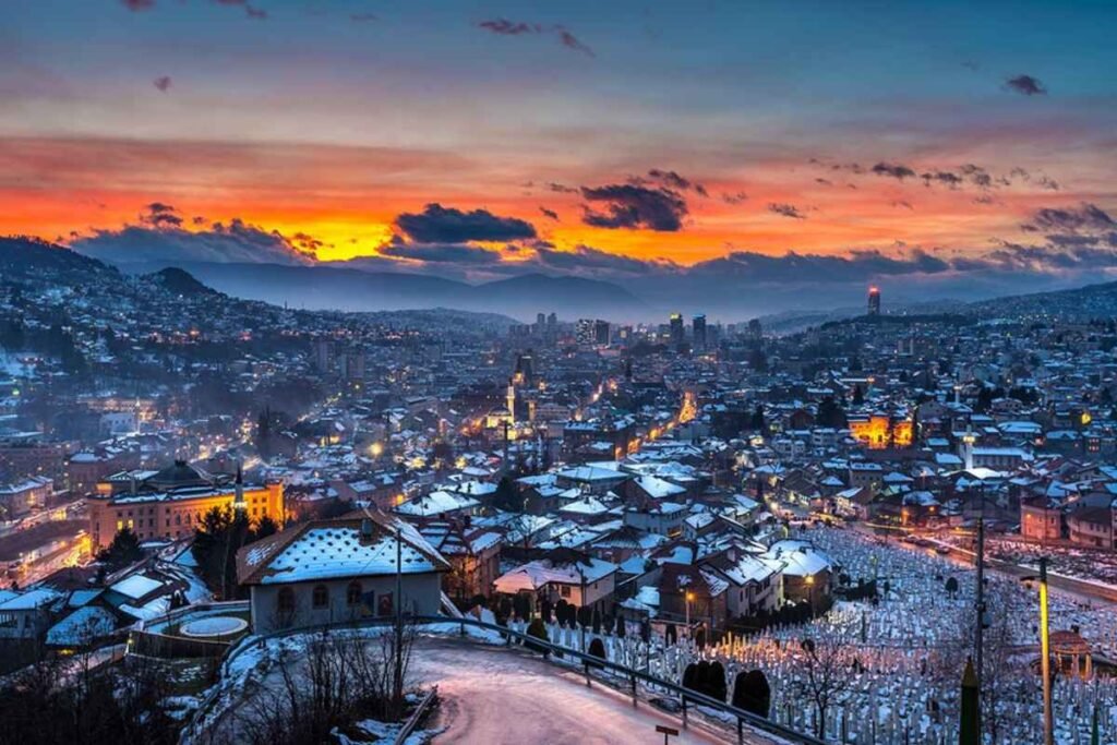 Sarajevo Bosnia and Herzegovina winter city view