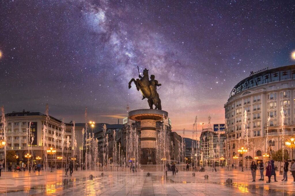 Skopje North Macedonia winter city center