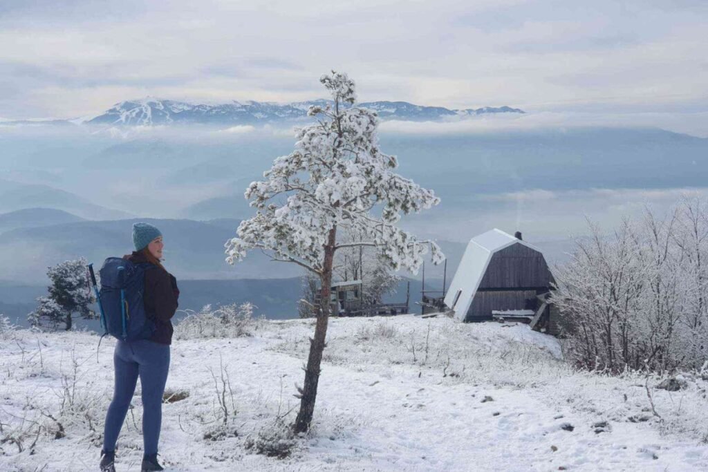 Sarajevo in winter with snow-covered mountains