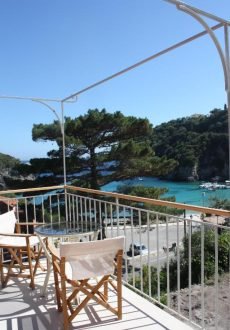 Outdoor terrace at Zefiros Traditional Hotel
