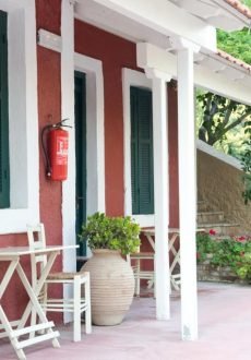 Entrance of Zefiros Traditional Hotel near Paleokastritsa Beach
