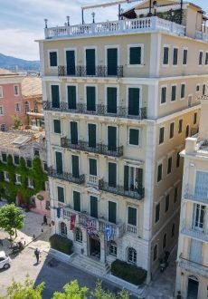 Historic Hotel Cavalieri building in central Corfu Town
