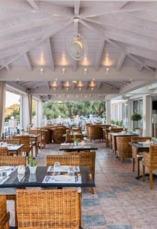 Sunset terrace dining at Odysseus Hotel