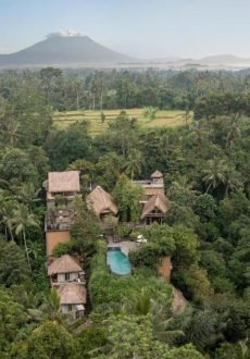 Luxury spa treatment room surrounded by rainforest in Ubud