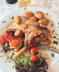 Fresh seafood linguine served at Taverna Levanda in Kassiopi with Mediterranean ingredients and seafood.