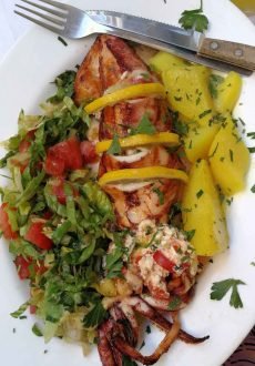 Greek food served at To Tavernaki restaurant in Limenas