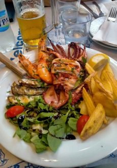 Greek food served at The Twins Restaurant in Limenas