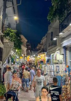 Shopping street and promenade in Potos Thassos