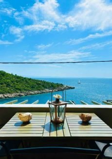 Hotel terrace with sea view in Skala Marion Thassos