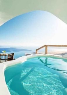 Santorini Greece hotel room with private pool