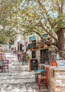 Naxos Greece shopping street with traditional shops